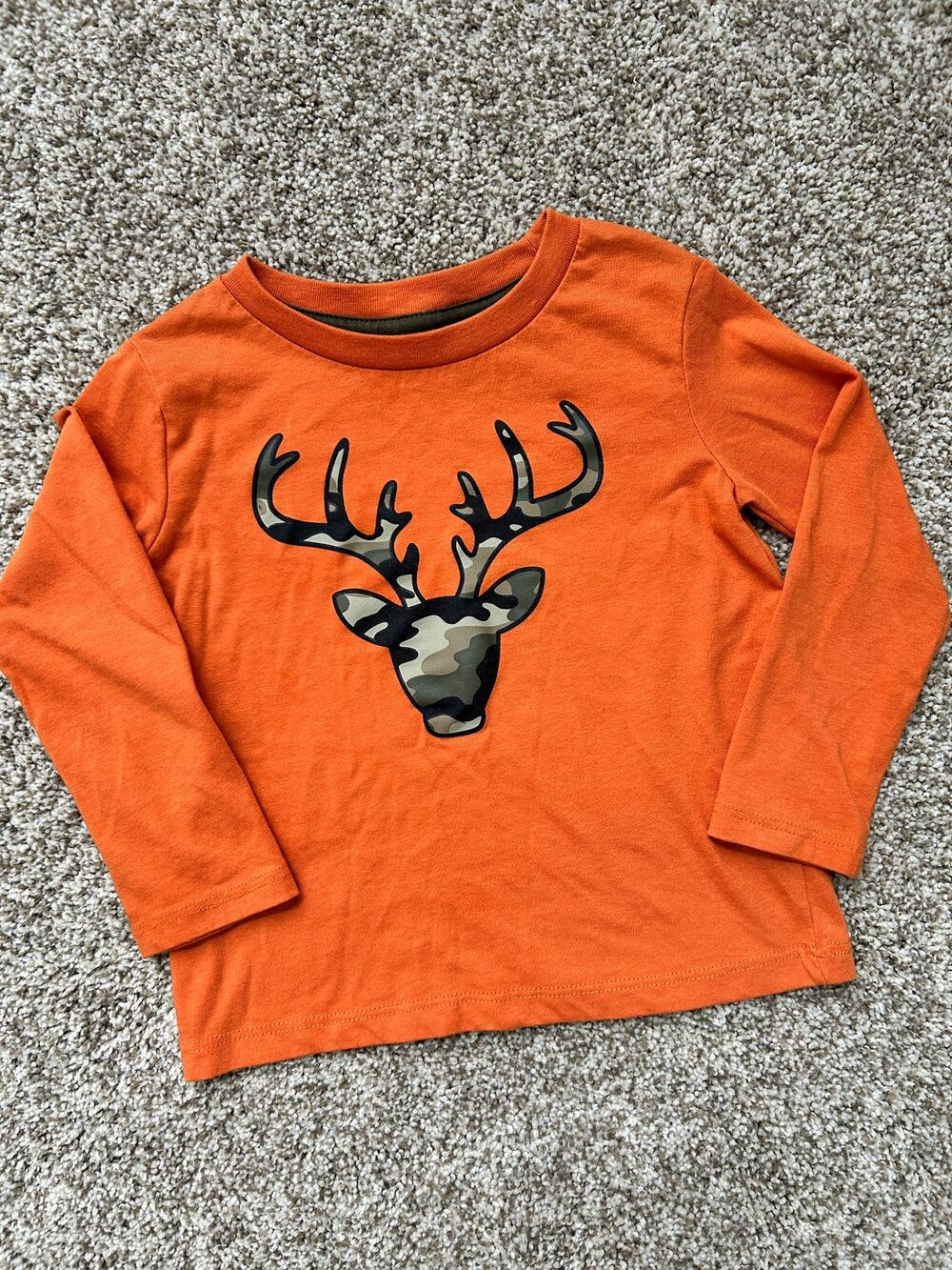 Boys 24 Months Orange with Camo Deer Country Long Sleeve Shirt